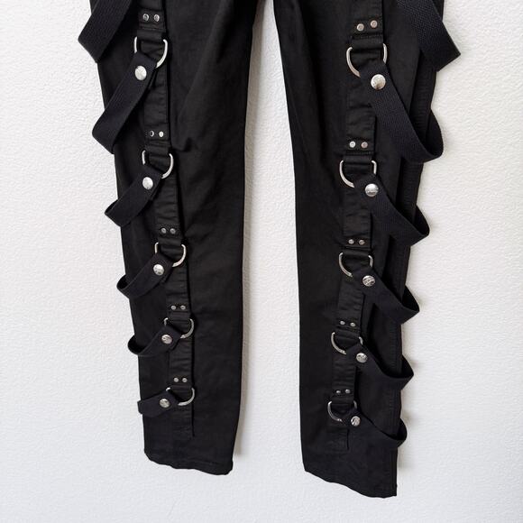 [Tripp NYC] Black Punk Rock Matrix D-Ring Straps Emo Gothic Bondage Pants Sz 32 - Picture 6 of 12
